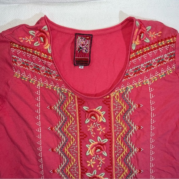 JOHNNY WAS JWLA Womens Top Size Large Embroidered Tunic Boho Designer - Picture 3 of 7